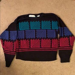 Fun 80’s Cropped Multicolored Sweater